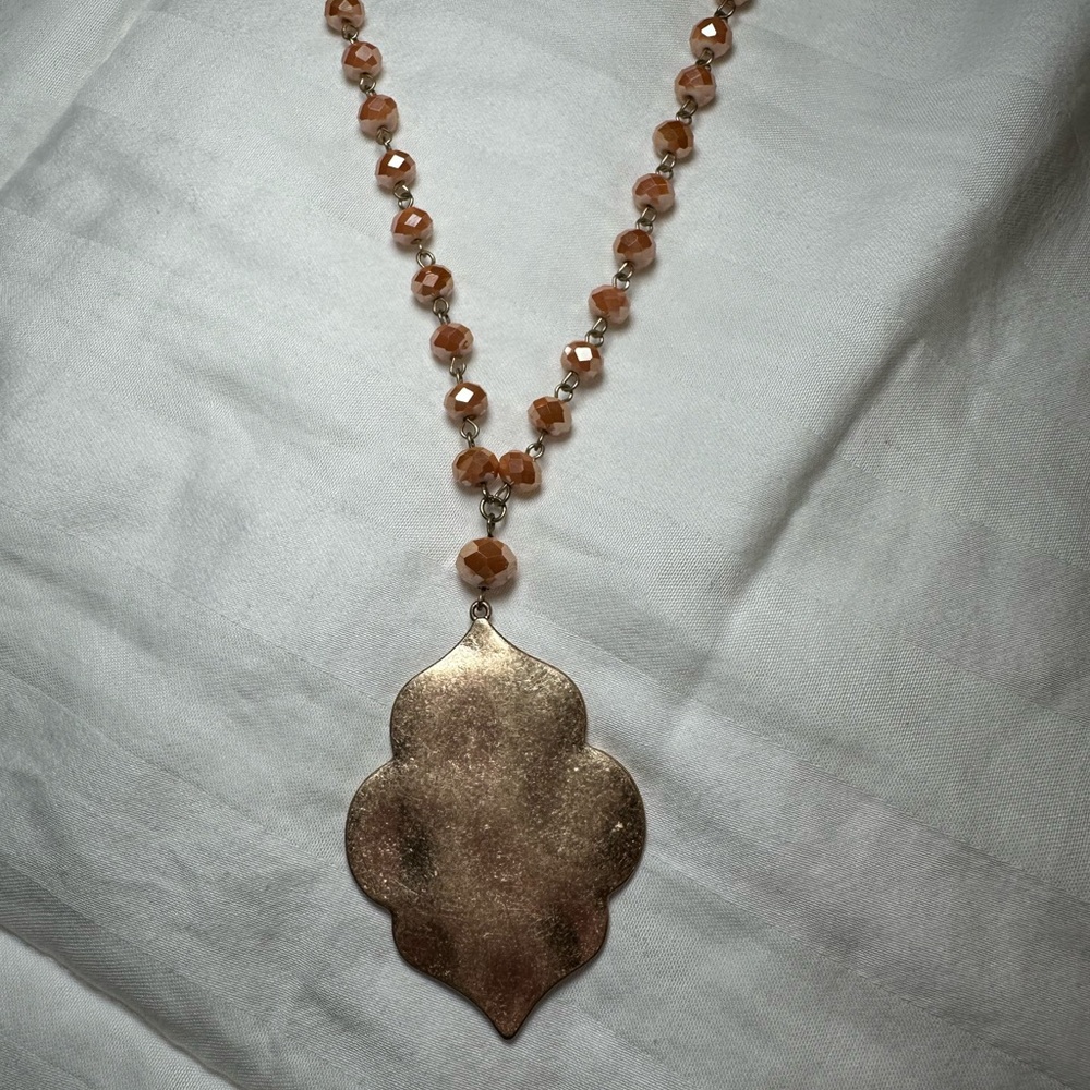 Women Jewelry Rose-Gold Beaded Pendant Necklace